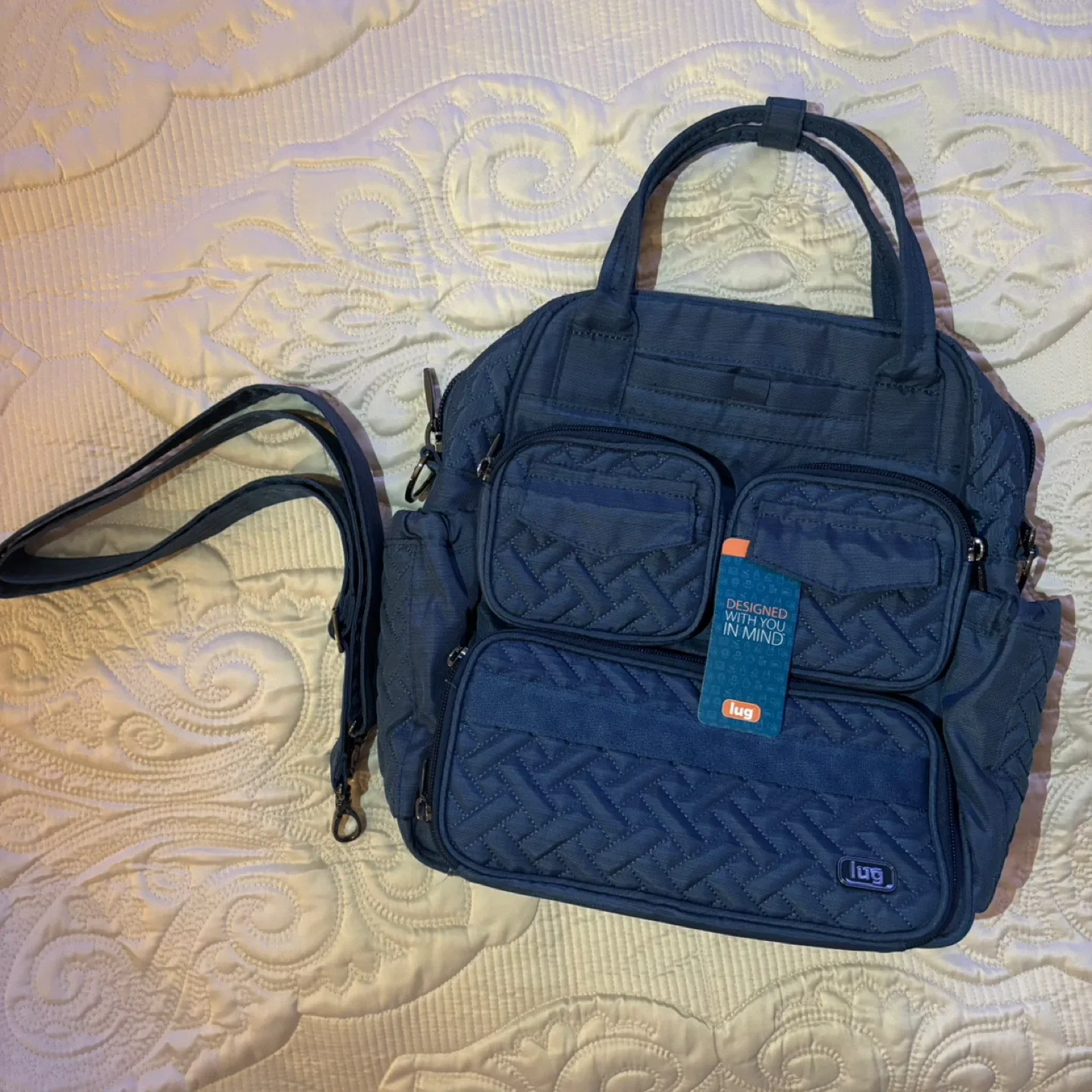 Lug Mini Puddle Jumper Bag Navy Blue with strap