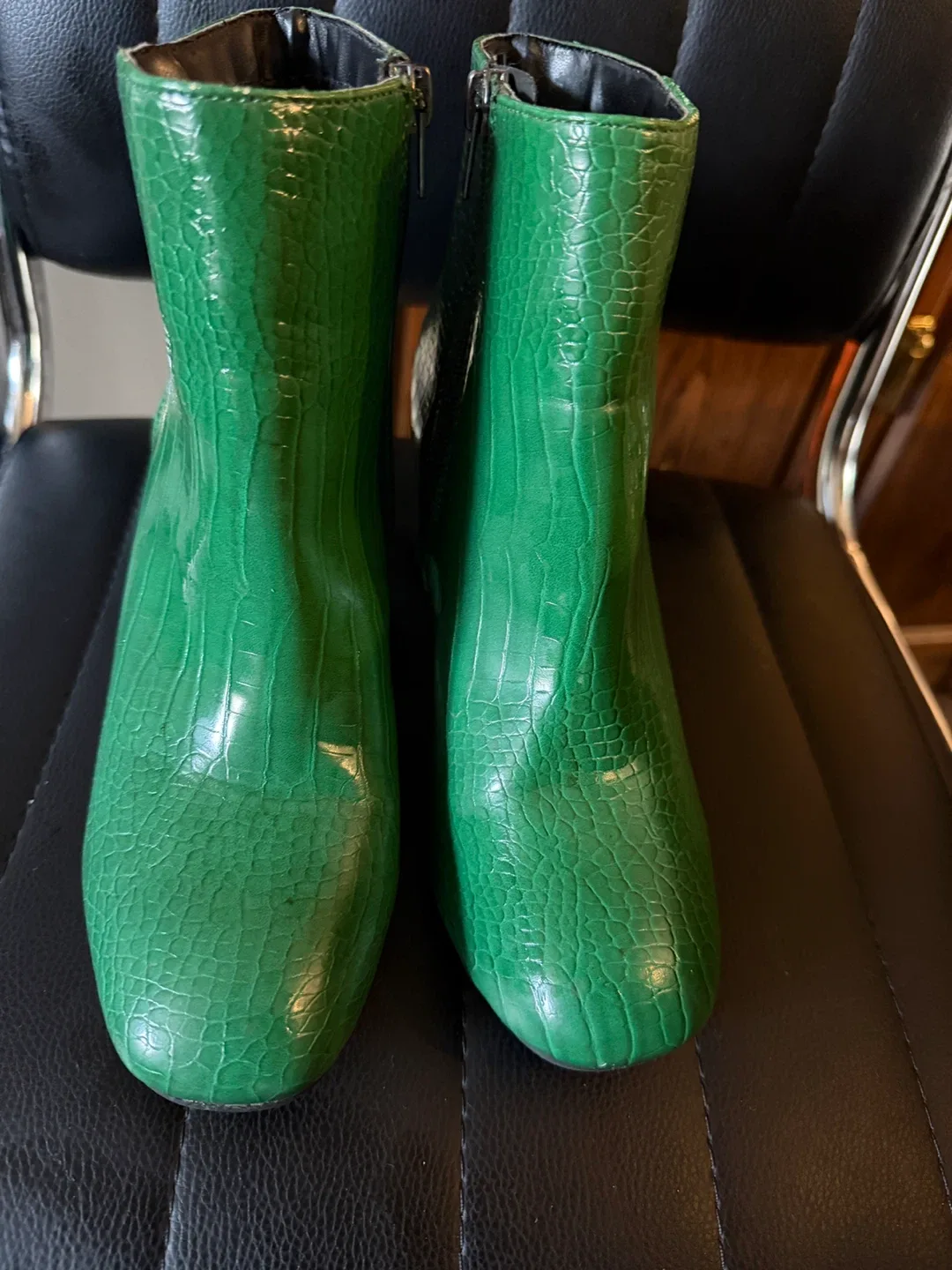 Green Croc Embossed Ankle Boots image indicator(3)