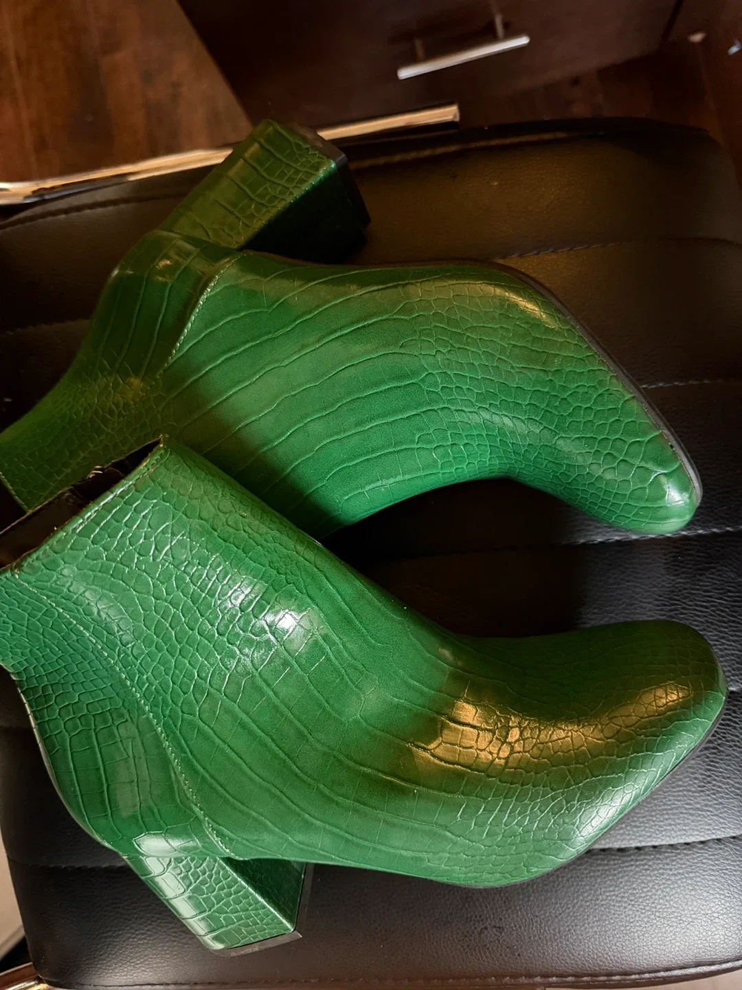 Green Croc Embossed Ankle Boots image indicator(2)