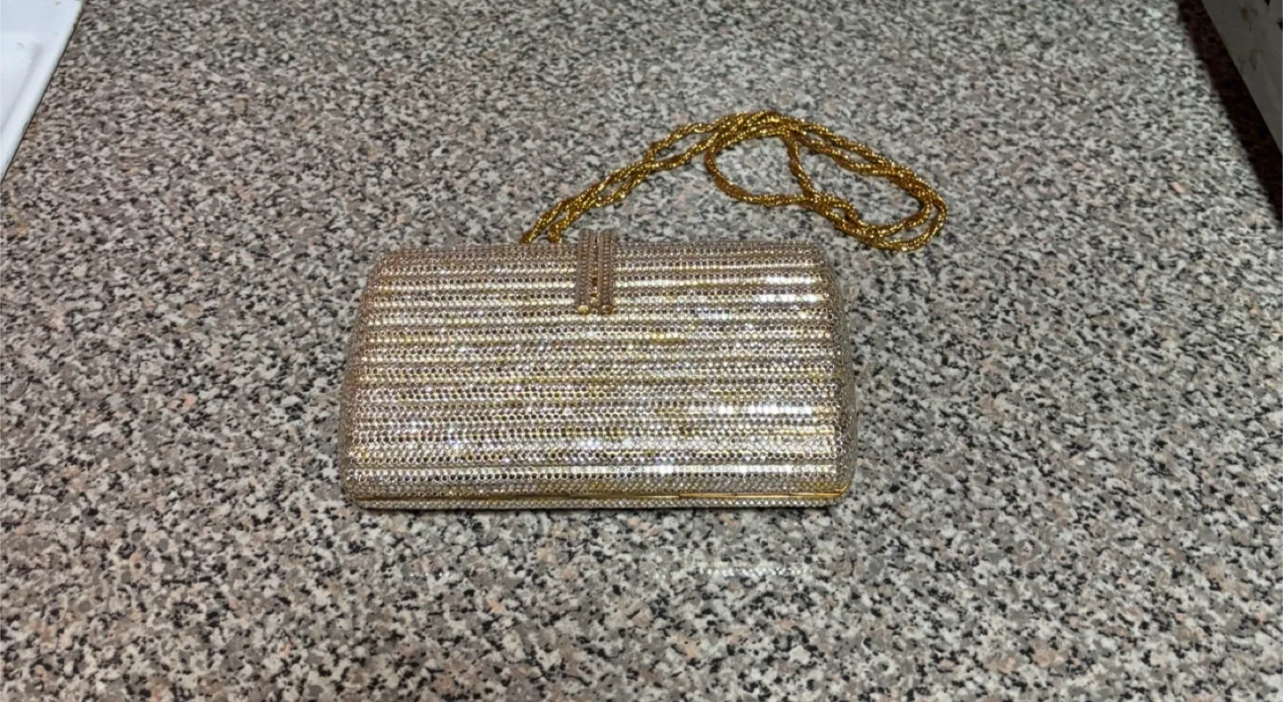 Gold Beaded Clutch with Chain