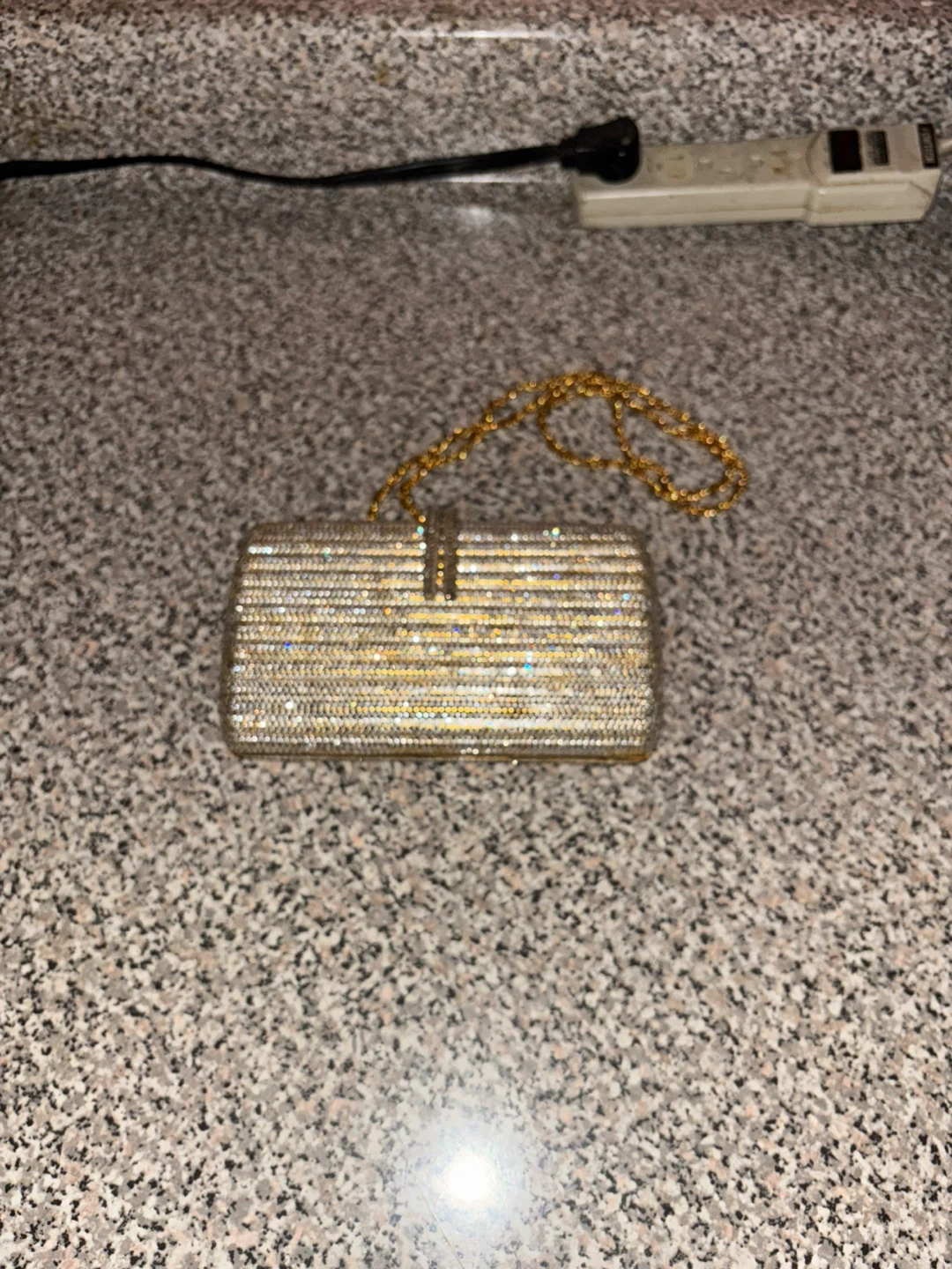 Gold Beaded Clutch with Chain - photo 3