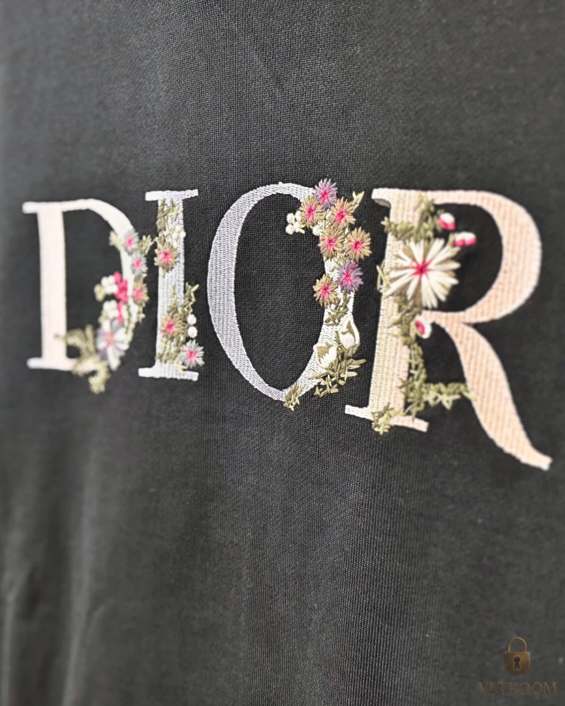 Dior flowers embroidered hoodie- BLACK - photo 3