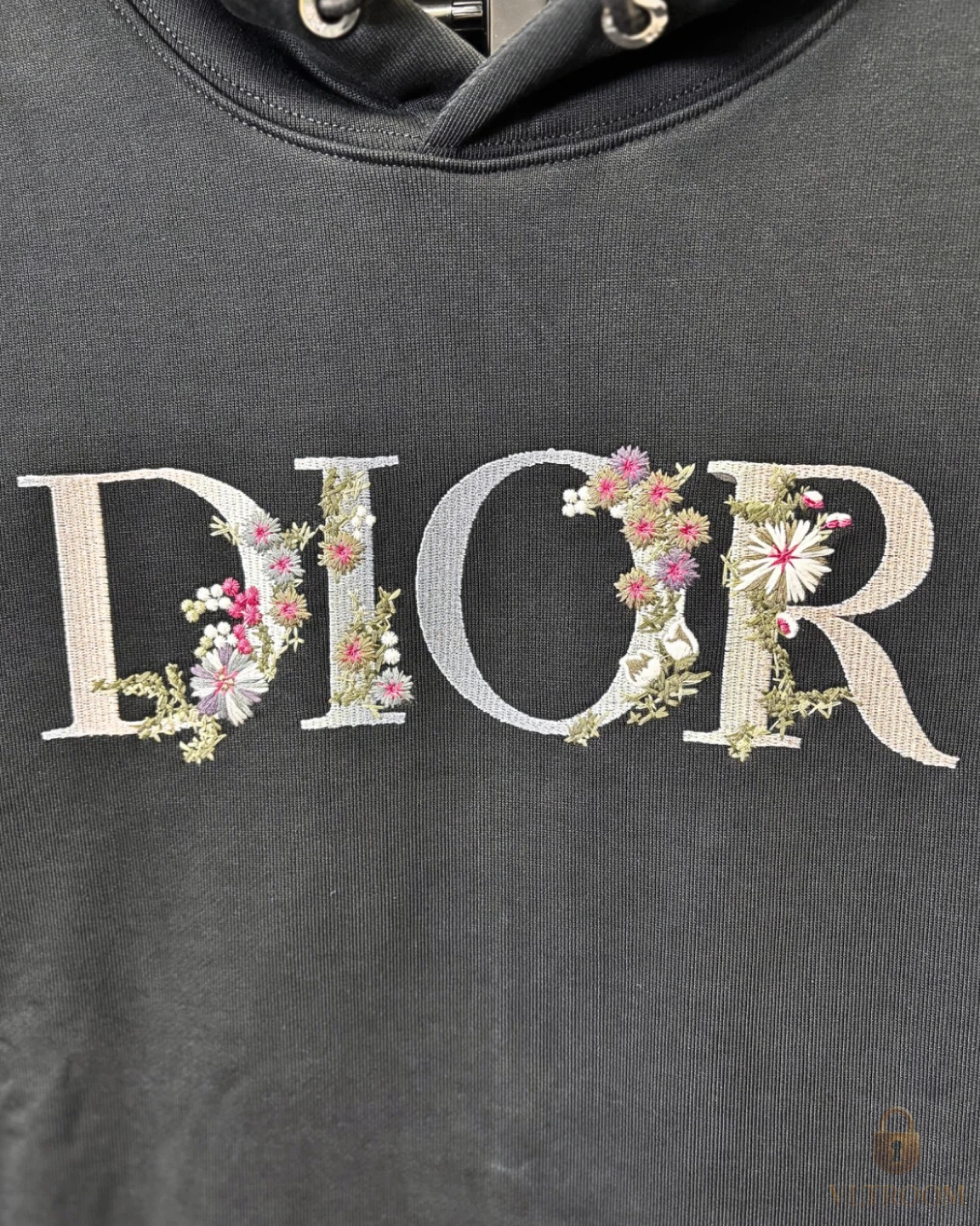 Dior flowers embroidered hoodie- BLACK - photo 2
