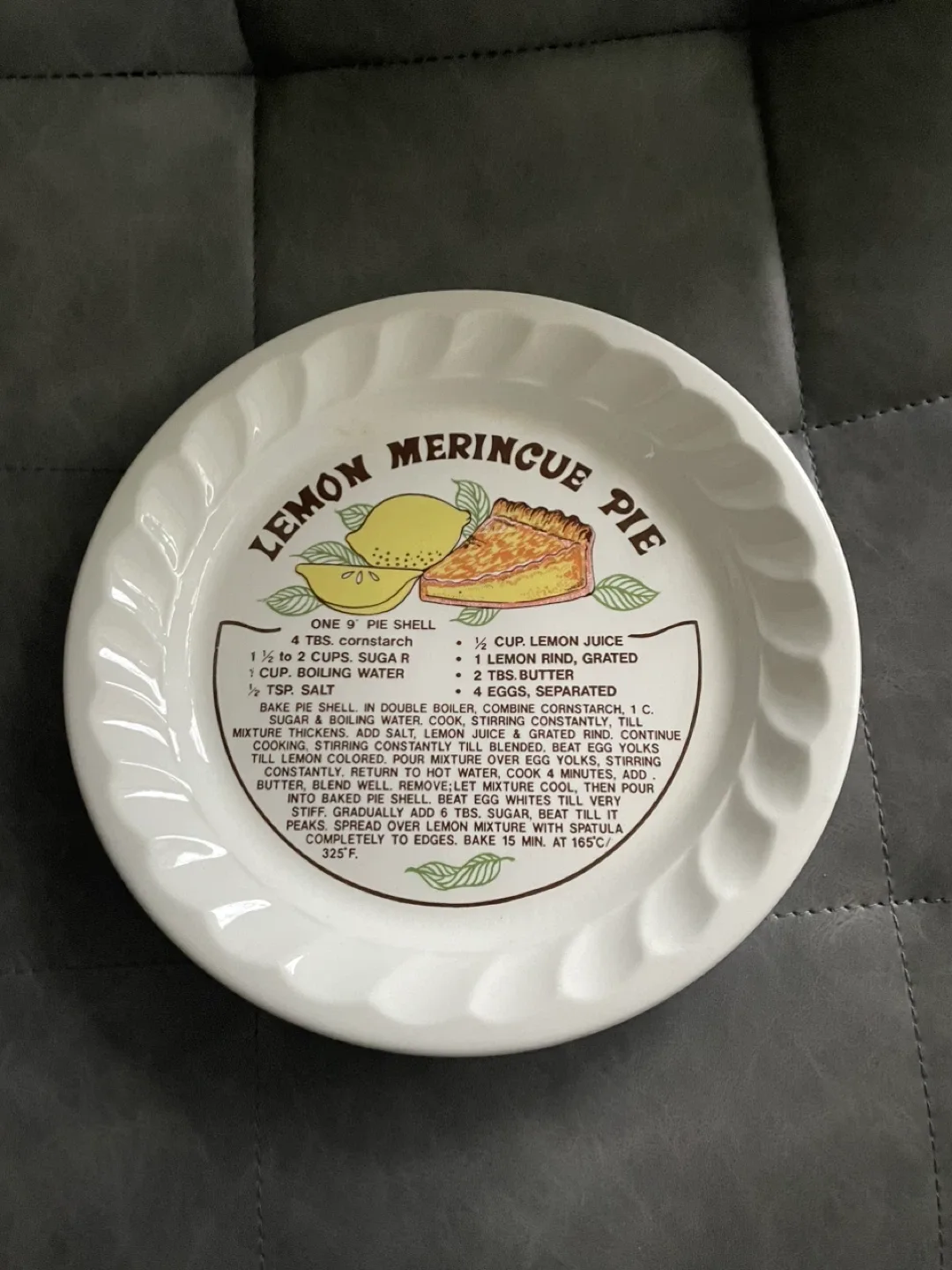 Ceramic Lemon Meringue Pie Plate - Made in Korea