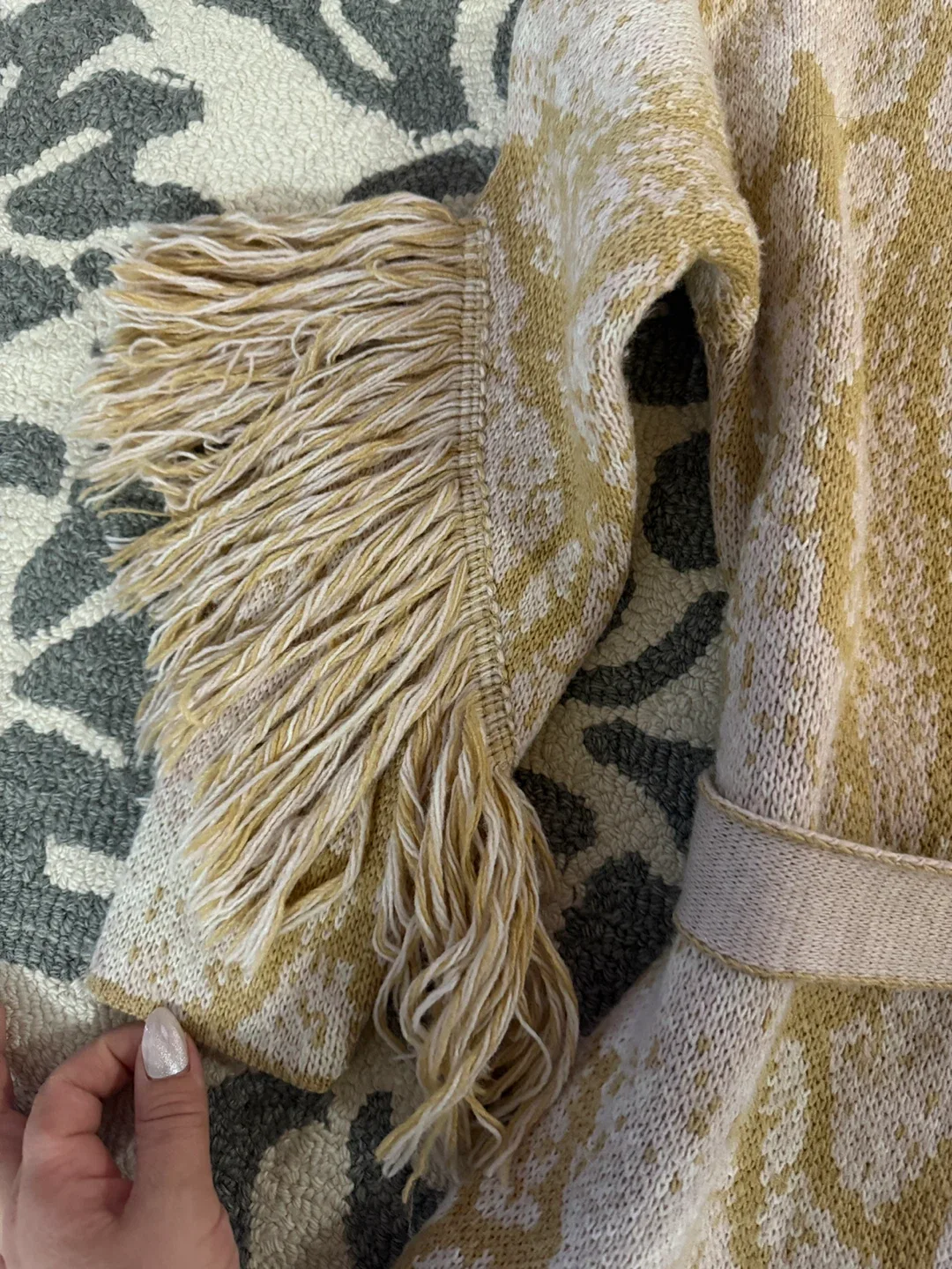 Guess Beige Fringe Cardigan - Size XS image indicator(6)