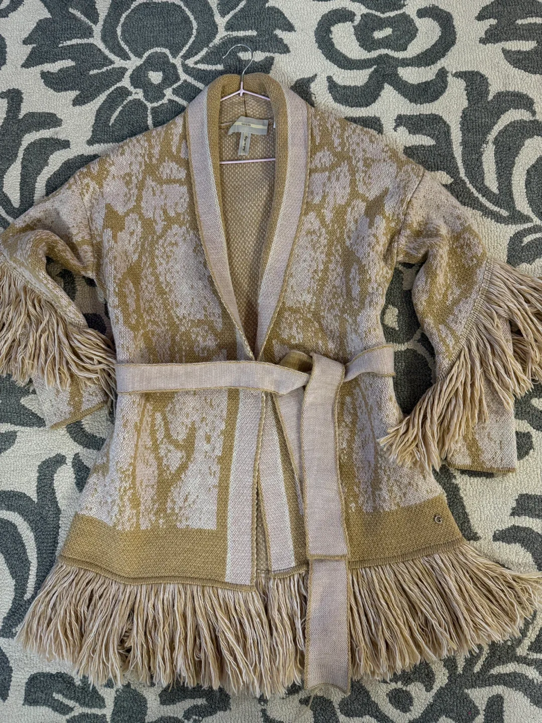 Guess Beige Fringe Cardigan - Size XS