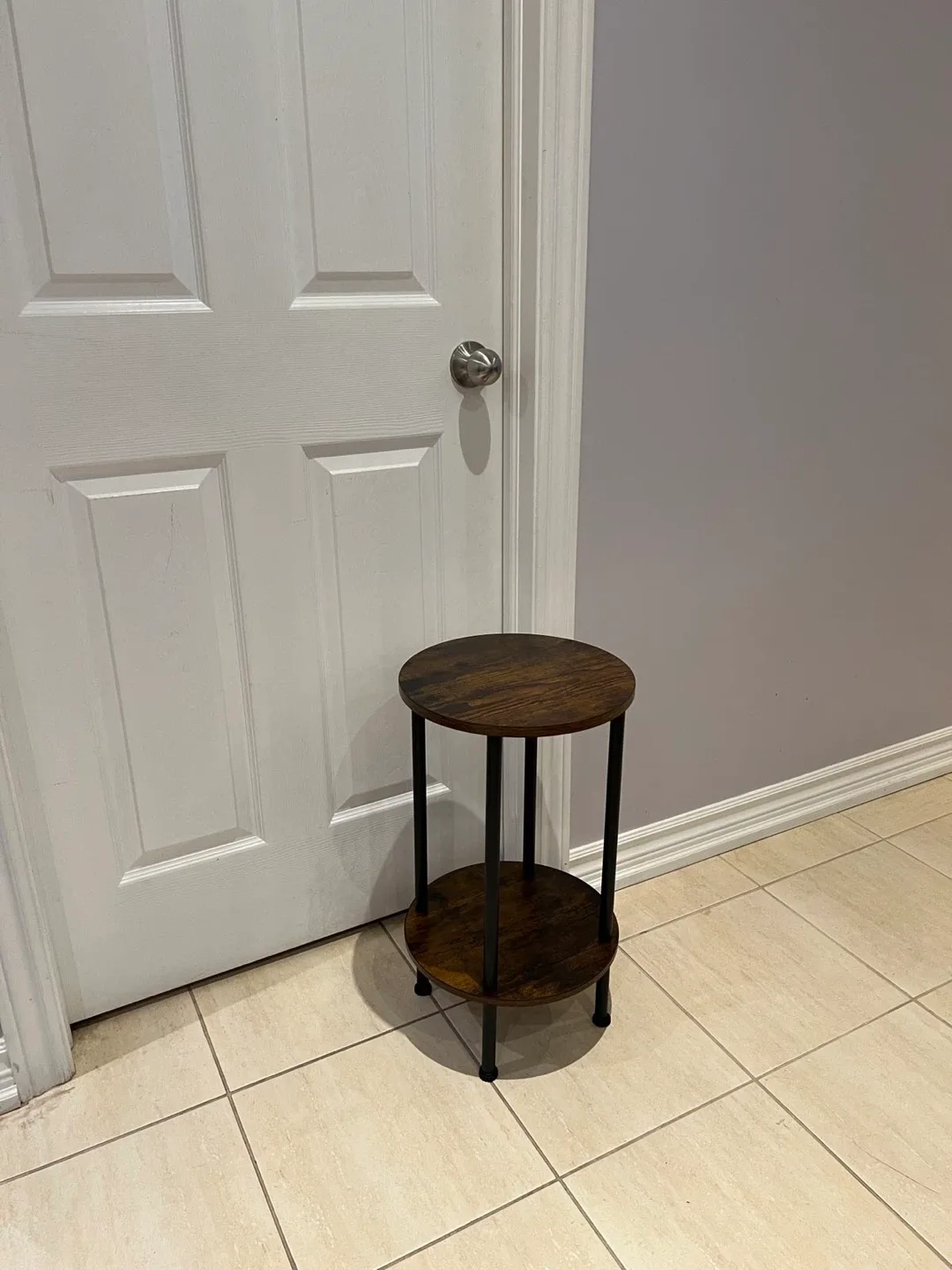 Round End Table with 2-Tier Shelf