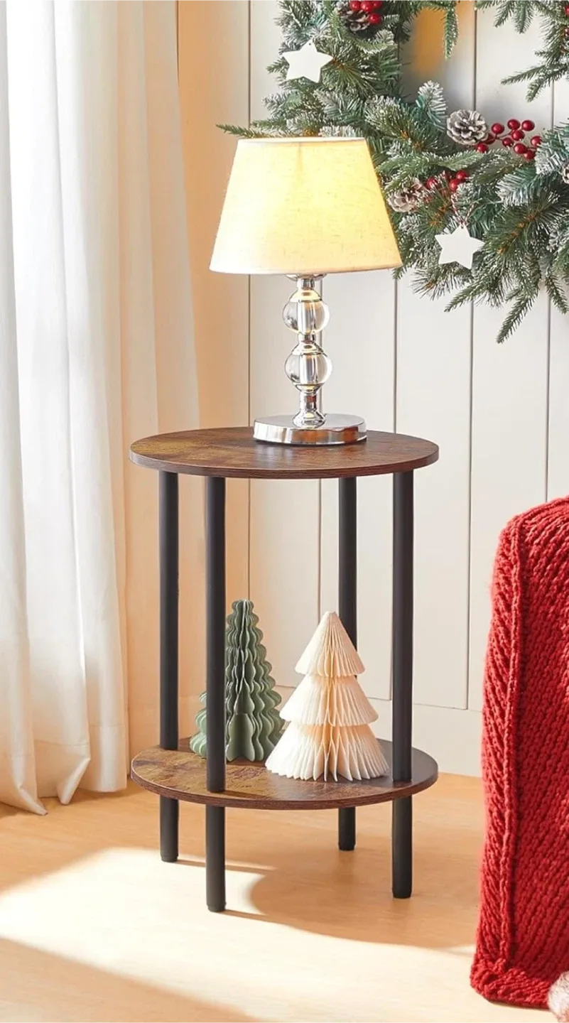 Round End Table with 2-Tier Shelf image indicator(8)