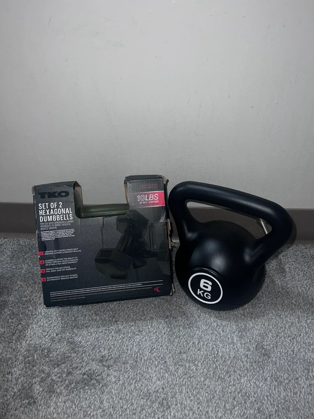 TKO Hex Dumbbells (5lb) & 6kg Kettlebell image indicator(2)