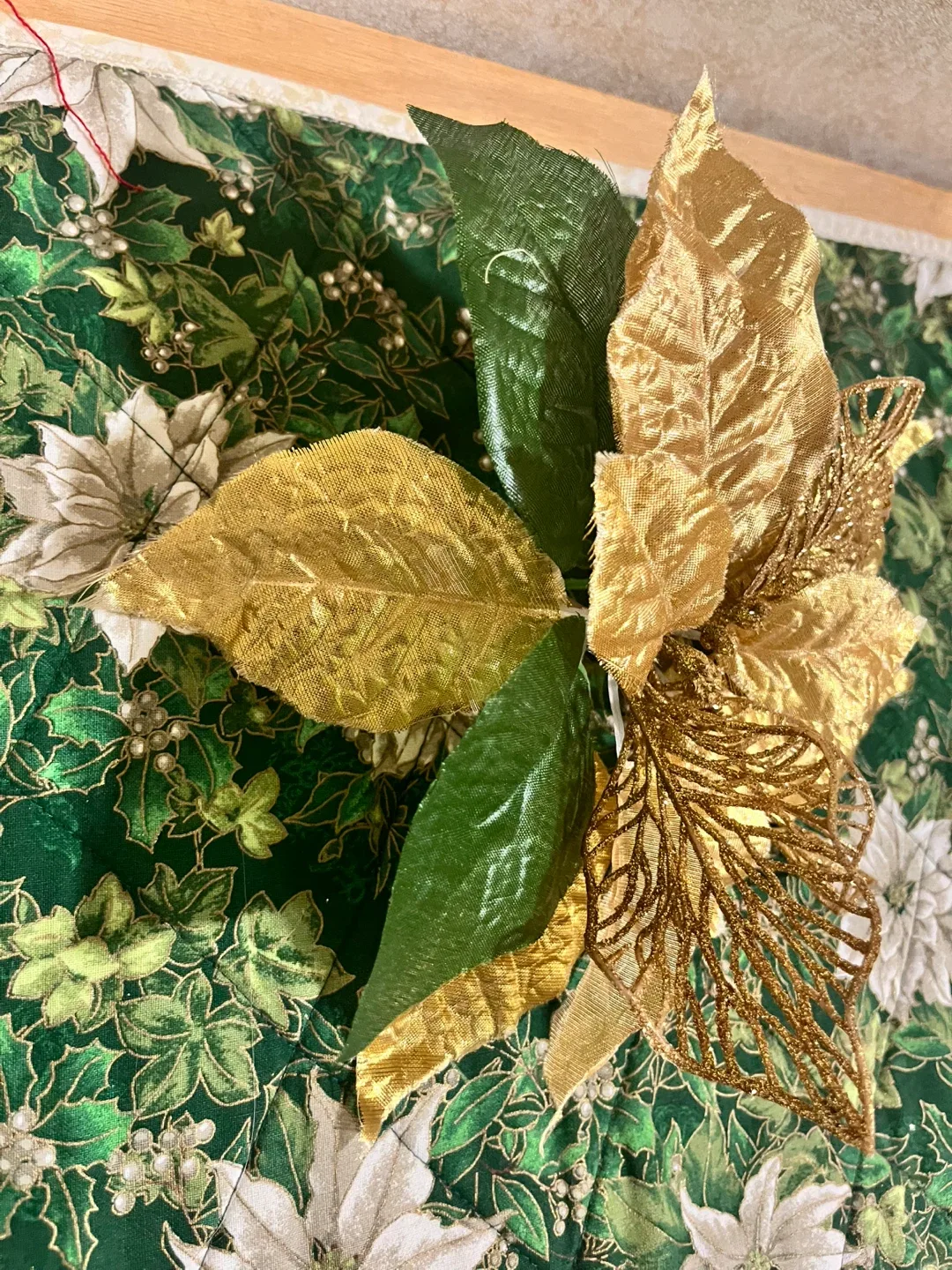 #Cleanout- Gold Poinsettia Floral Pick image indicator(3)