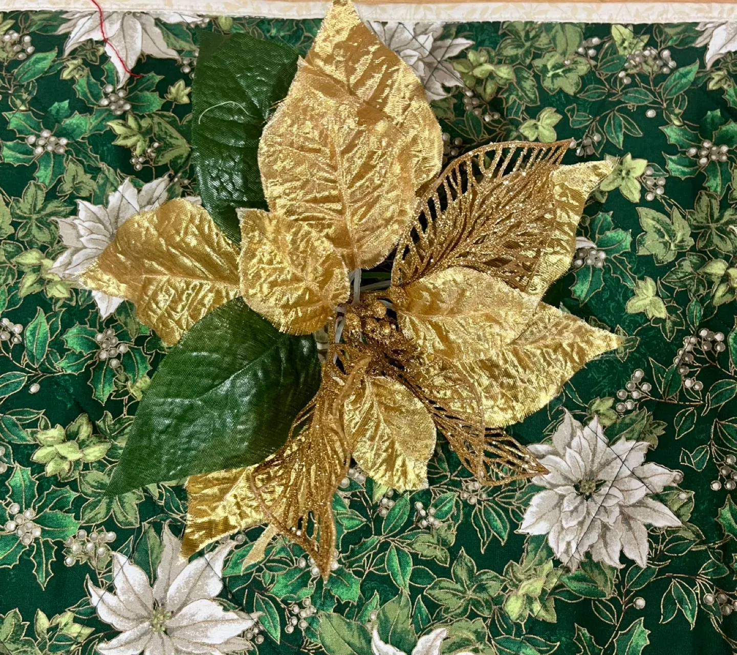 #Cleanout- Gold Poinsettia Floral Pick