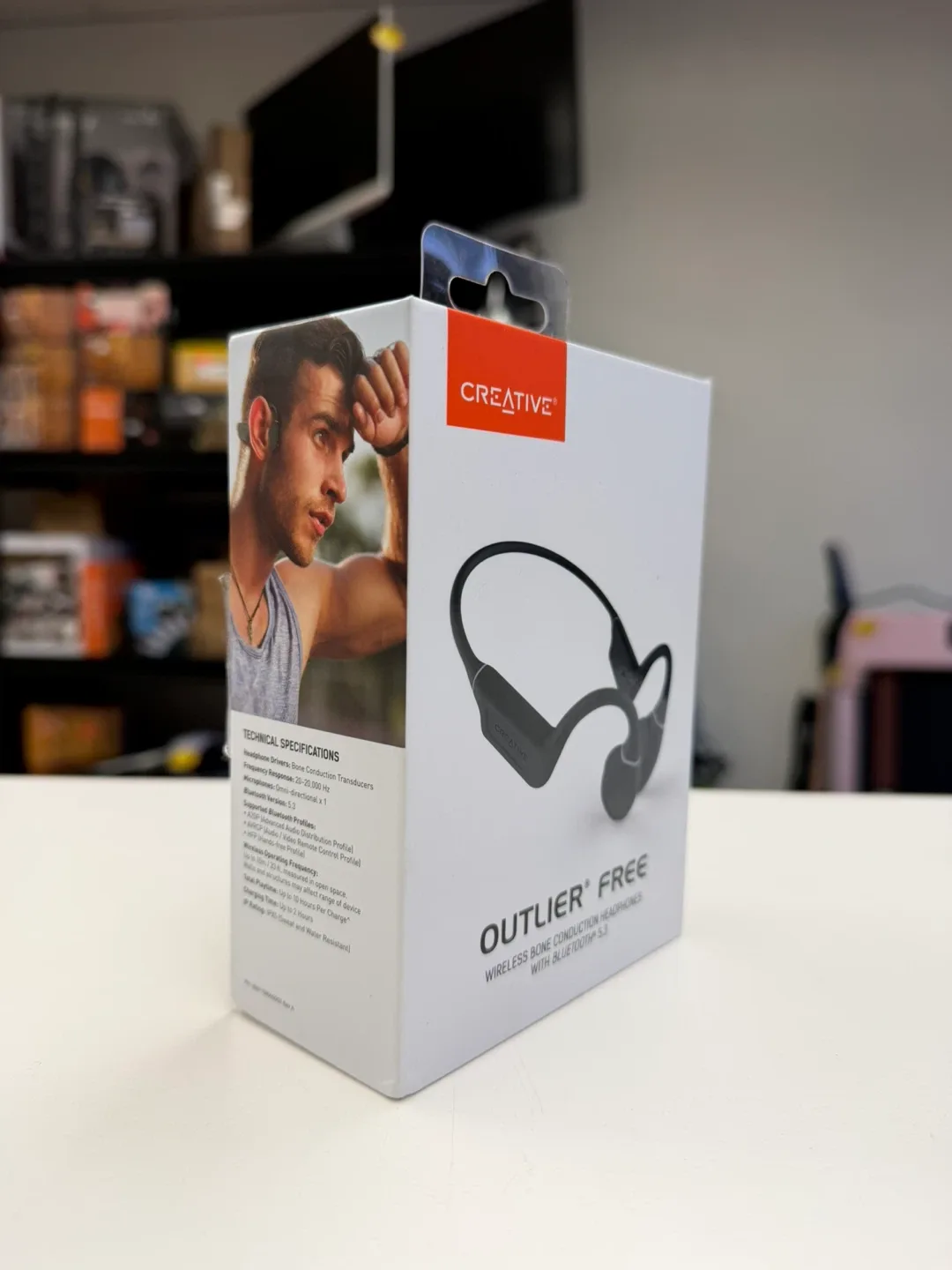 Sweat and water resistant bluetooth headphones. Creative Outlier