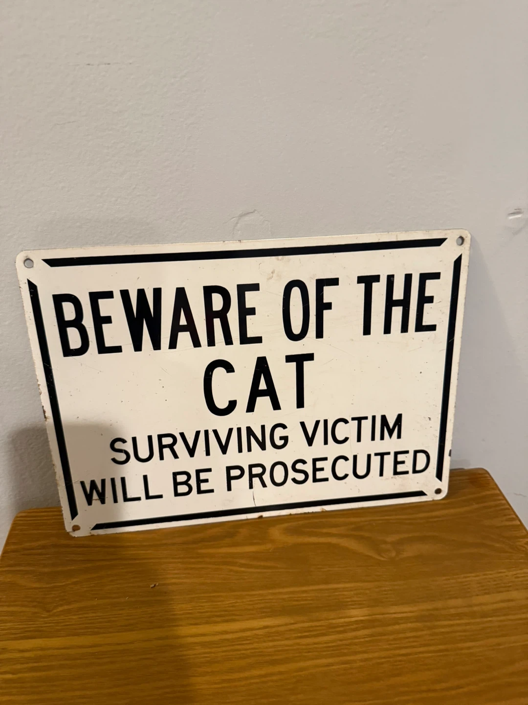 Beware of the Cat Metal Sign