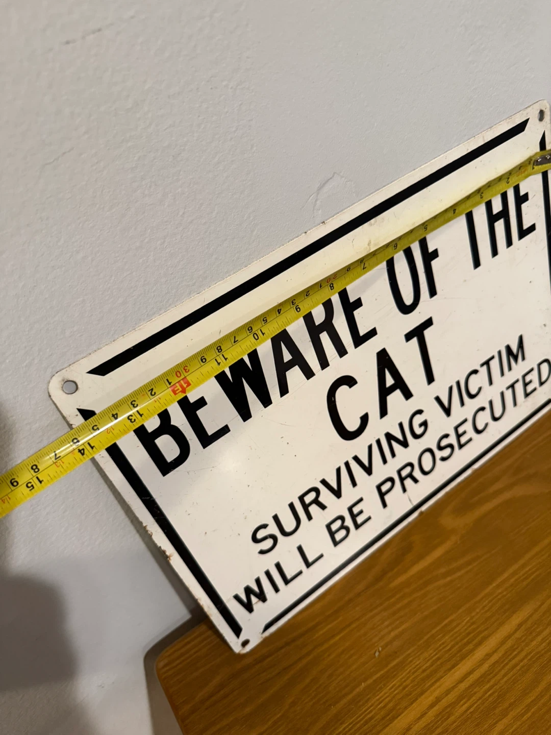 Beware of the Cat Metal Sign - photo 3
