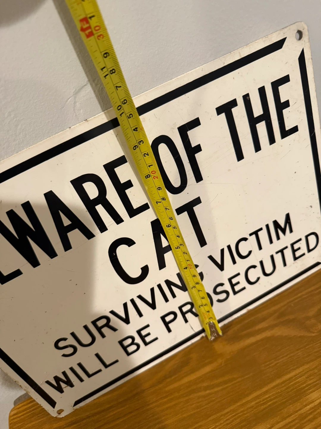 Beware of the Cat Metal Sign - photo 4