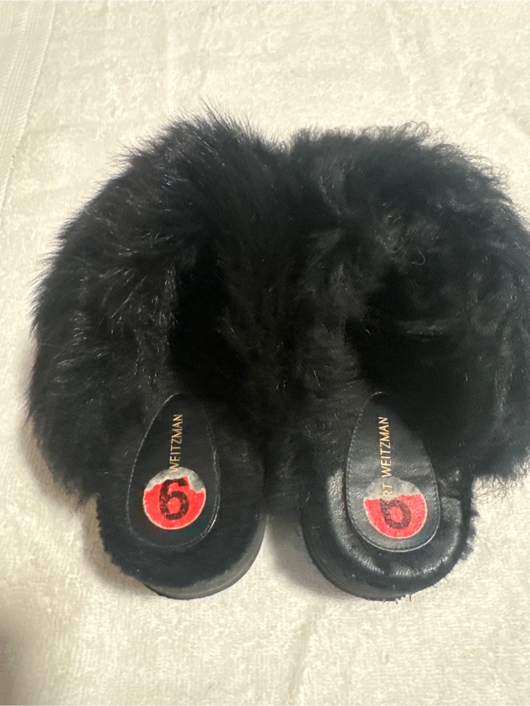 Stuart Weitzman Furry Leopard Print Slippers - Size 6 - photo 3