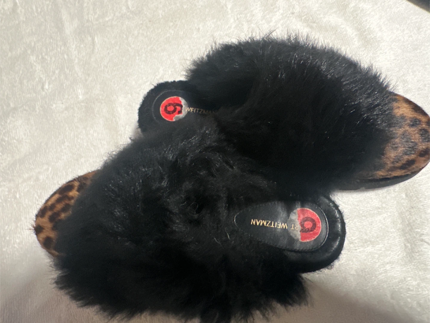 Stuart Weitzman Furry Leopard Print Slippers - Size 6 - photo 2