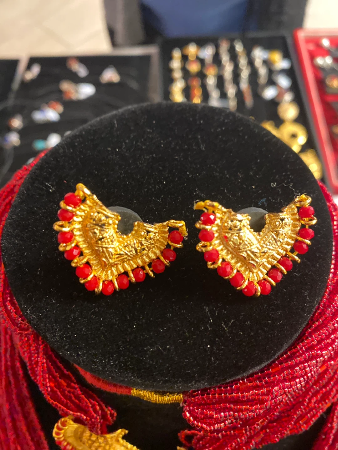 Red Beaded Necklace & Earring Set - photo 2
