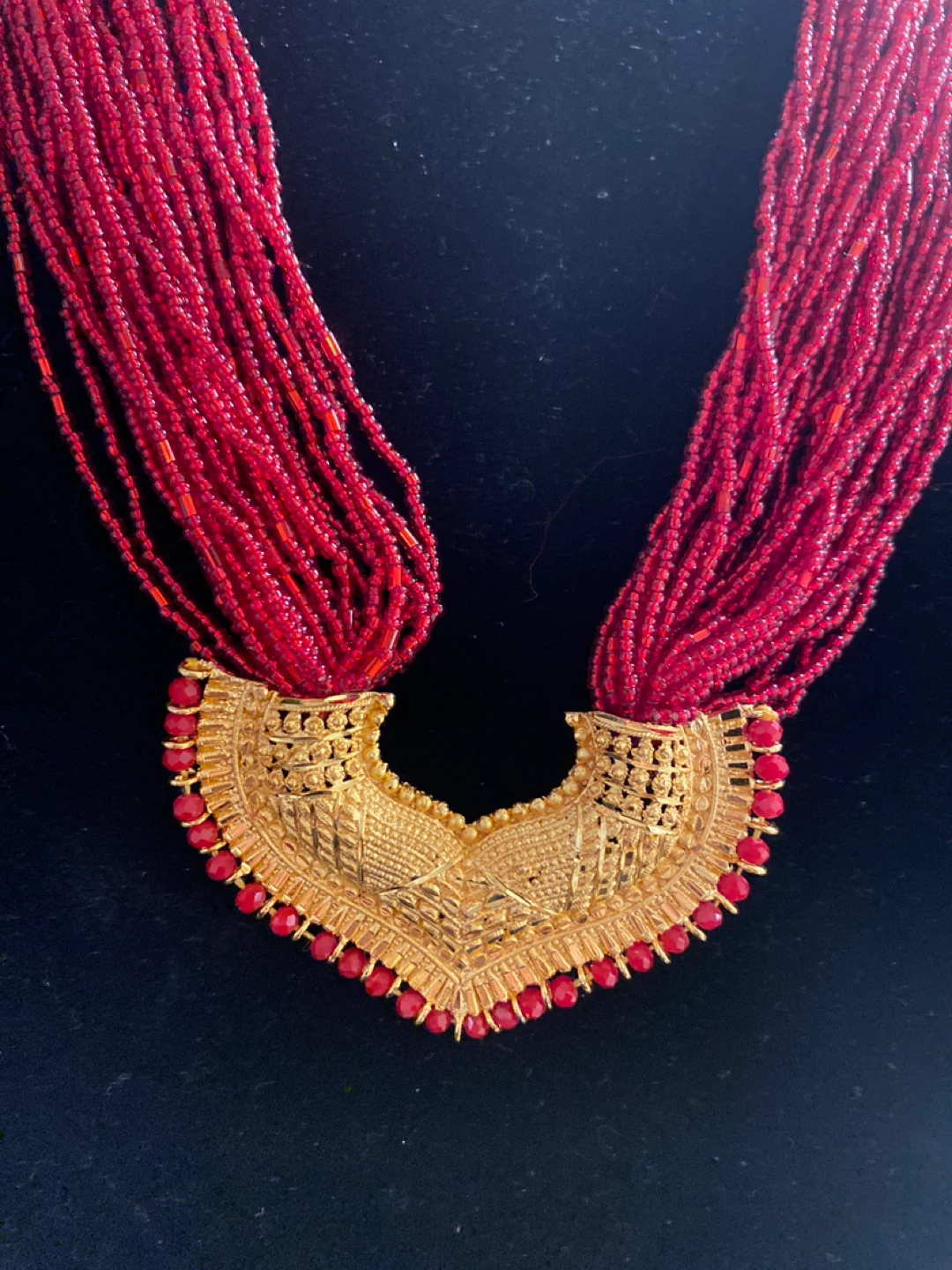 Red Beaded Necklace & Earring Set - photo 3