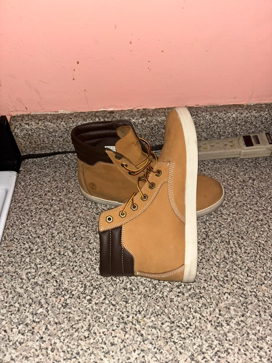 Timberland Tan Leather High-Top Sneakers