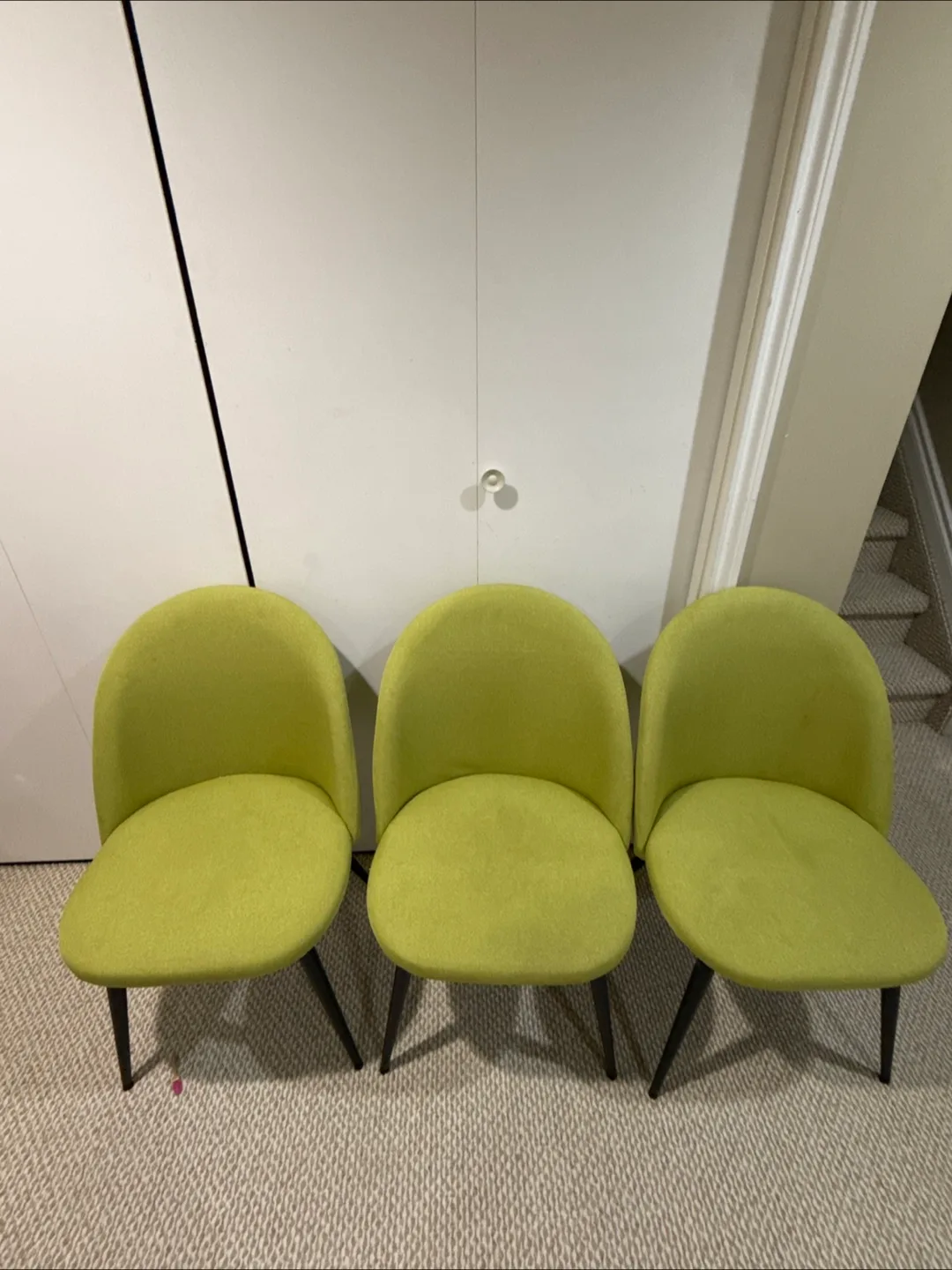 Set of 3 Green Dining Chairs