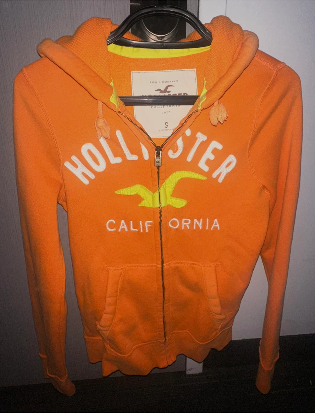 Hollister Orange Zip-Up Hoodie - Size S