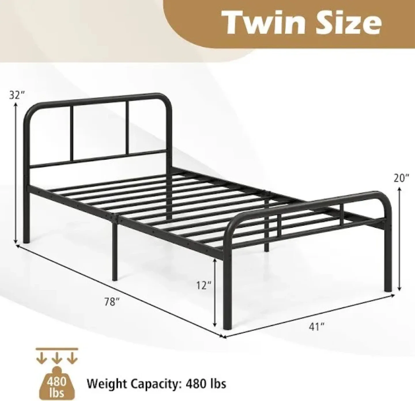 Twin Size Metal Bed Frame