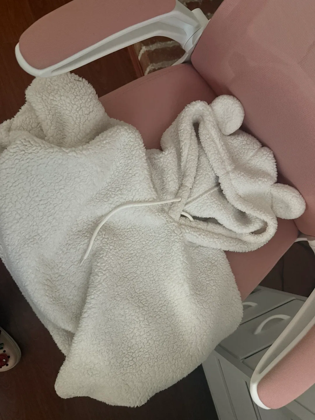 Fuzzy White Hoodie with Bear Ears