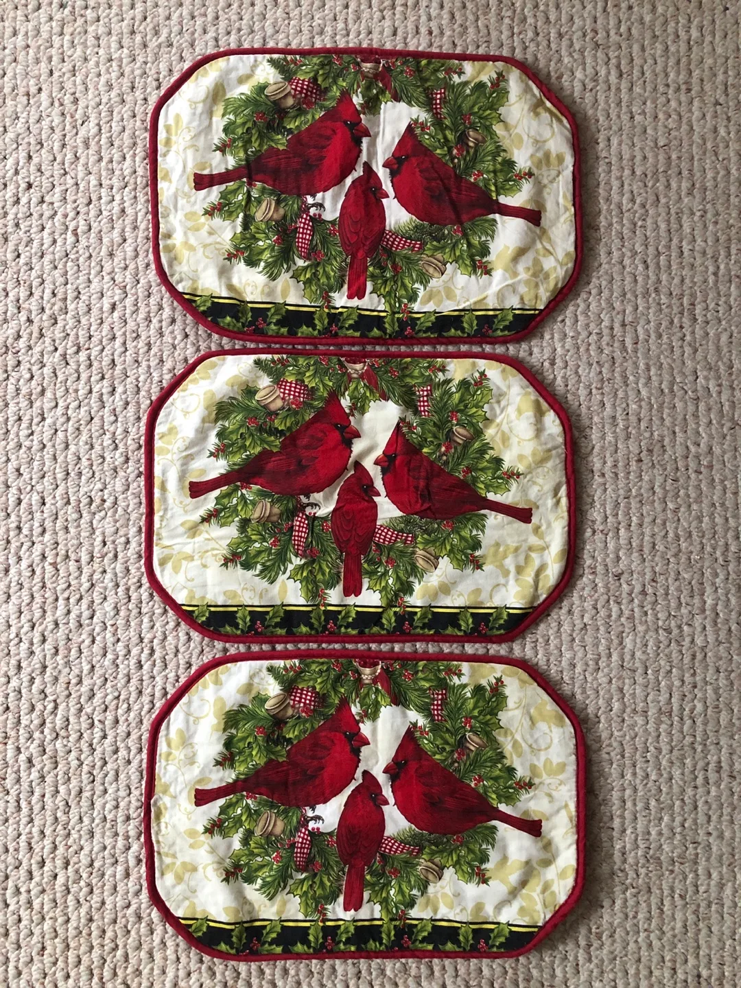 Cardinal Print Placemats (Set of 3)