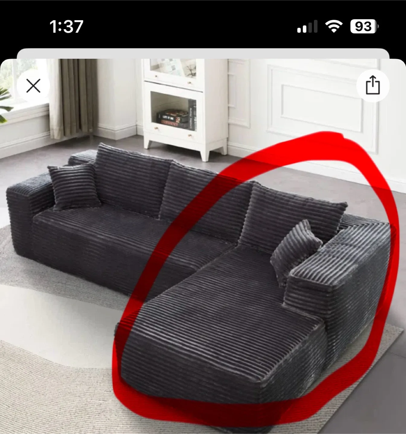 Plush corduroy chaise lounge