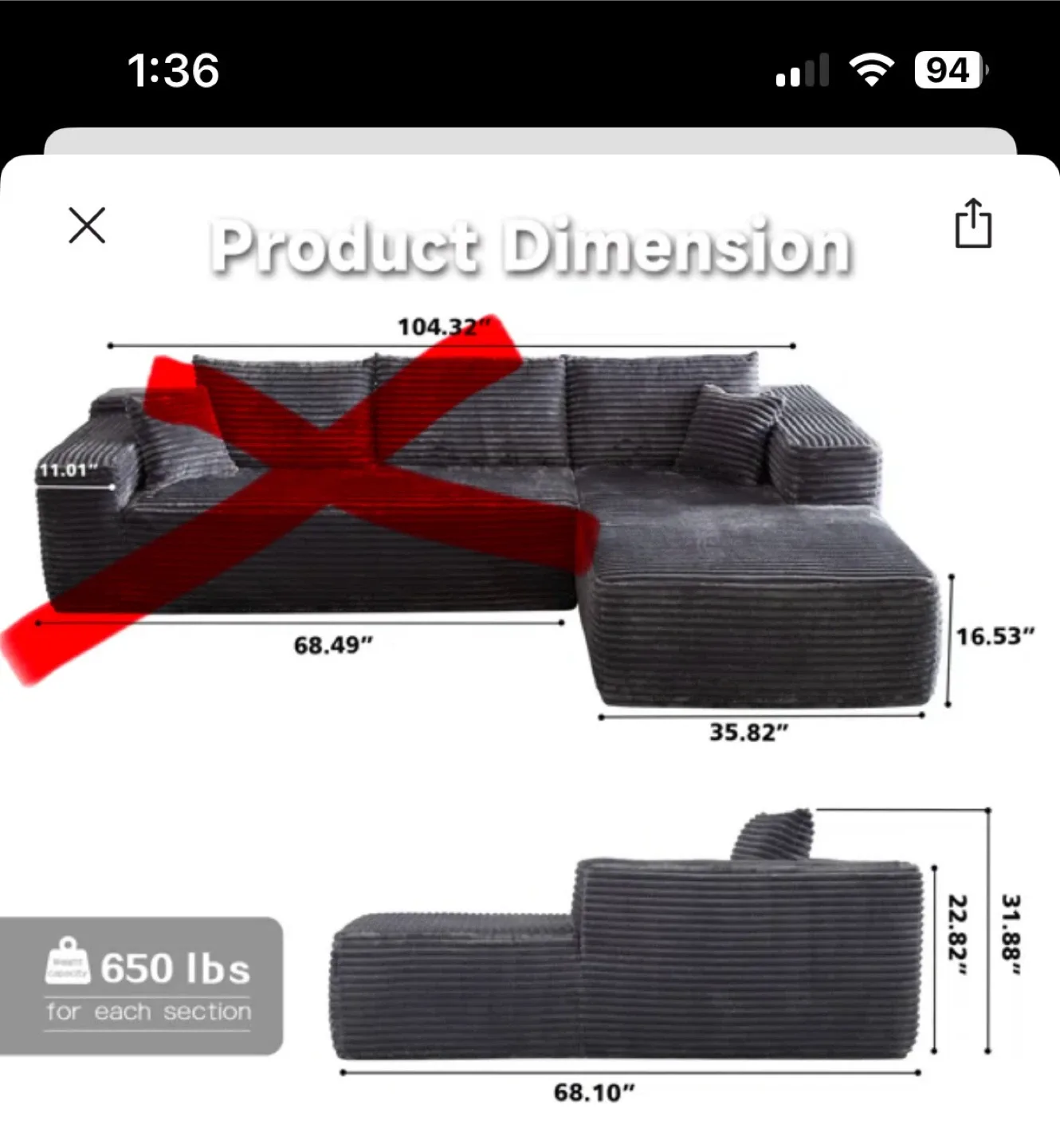 Plush corduroy chaise lounge image indicator(2)