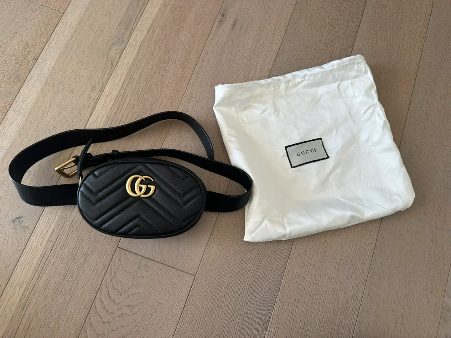 Gucci * inspired * black quilted leather belt bag