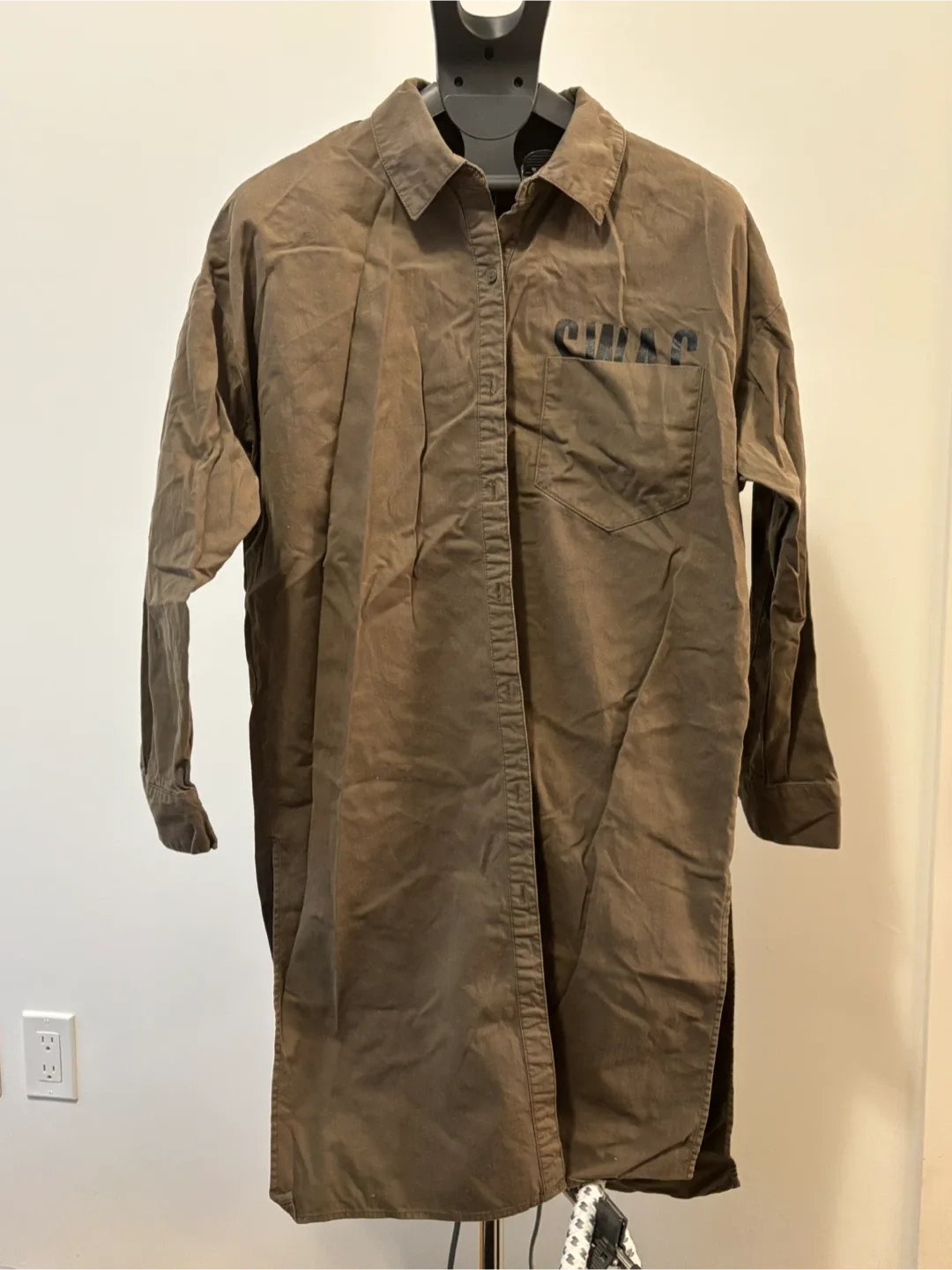 Forever21 SWAG Brooklyn Brown Long Sleeve Shirt Dress