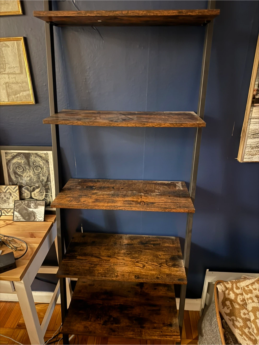 Industrial Style Ladder Shelf - Brown and black metal - photo 5