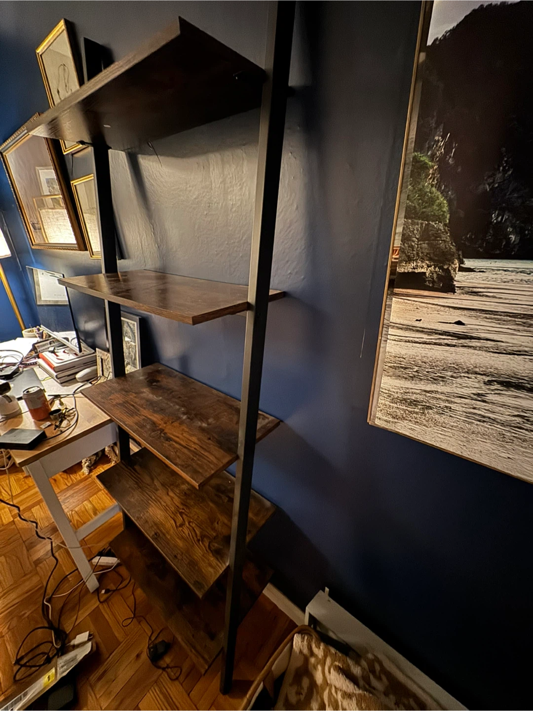 Industrial Style Ladder Shelf - Brown and black metal - photo 2