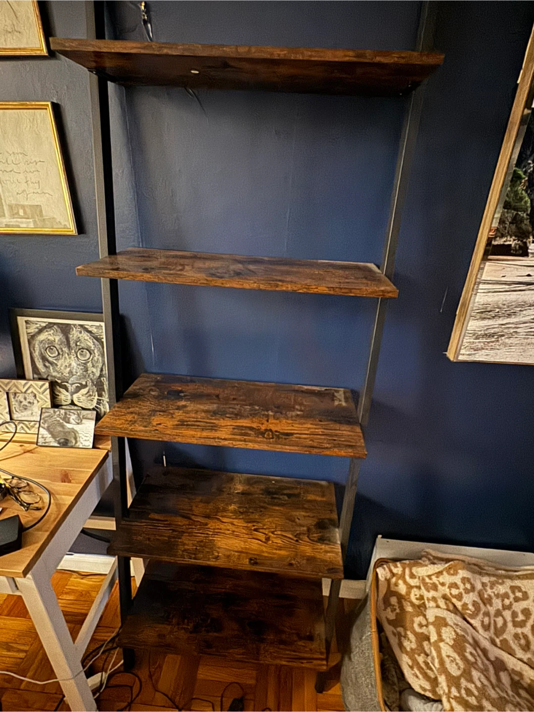 Industrial Style Ladder Shelf - Brown and black metal