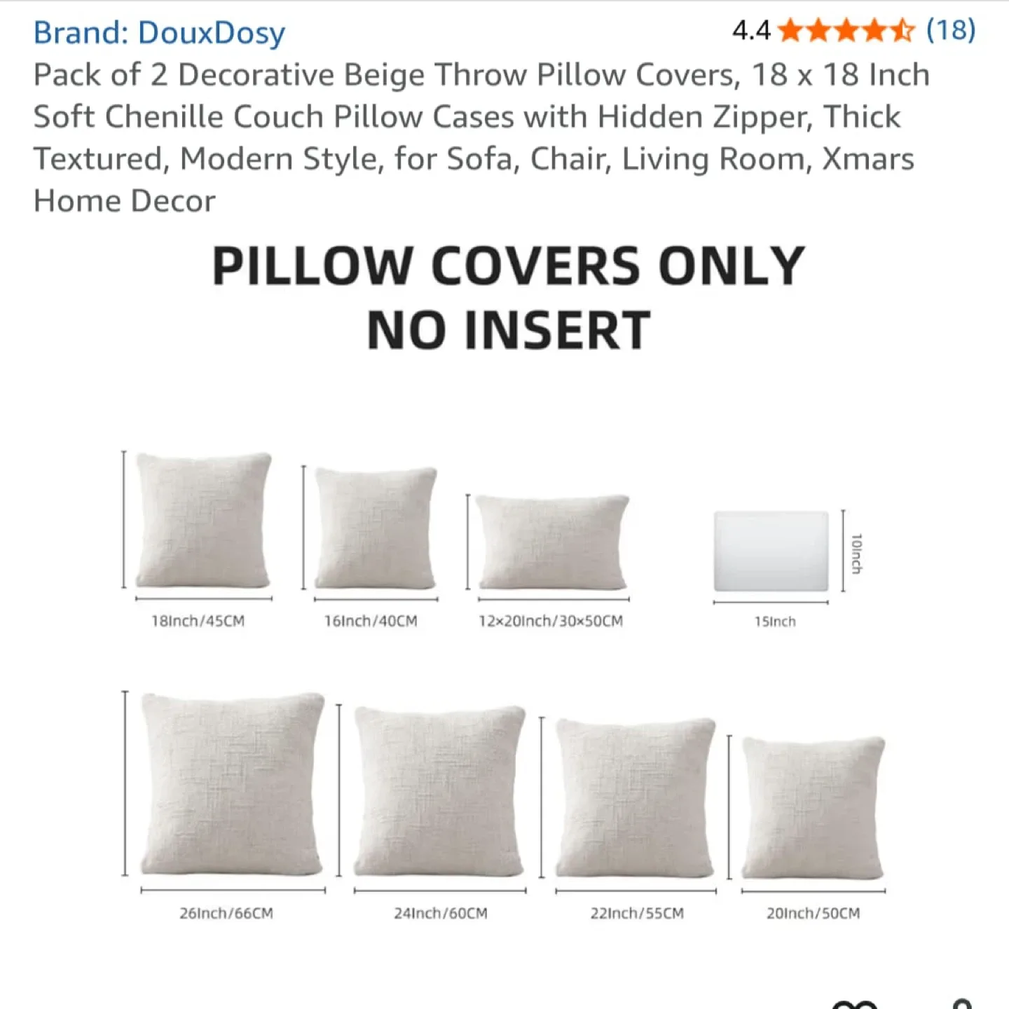 DouxDosy Beige Throw Pillow Covers (18x18 in) image indicator(4)