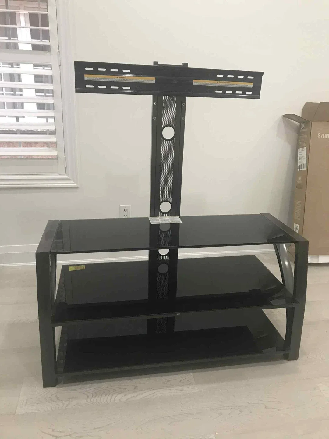 Black Glass TV Stand with Mount image indicator(2)