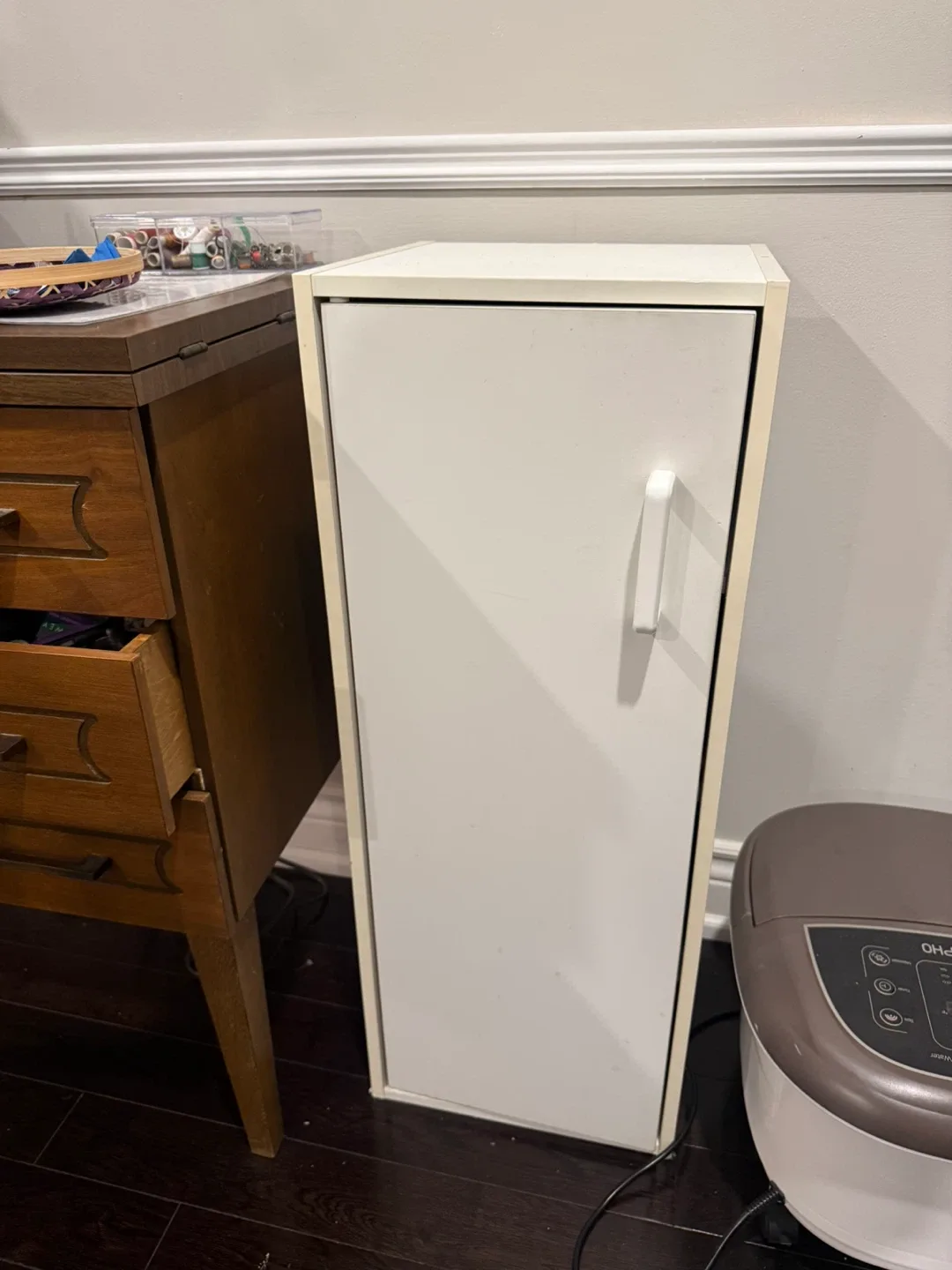 White slim storage cabinet #Clearout