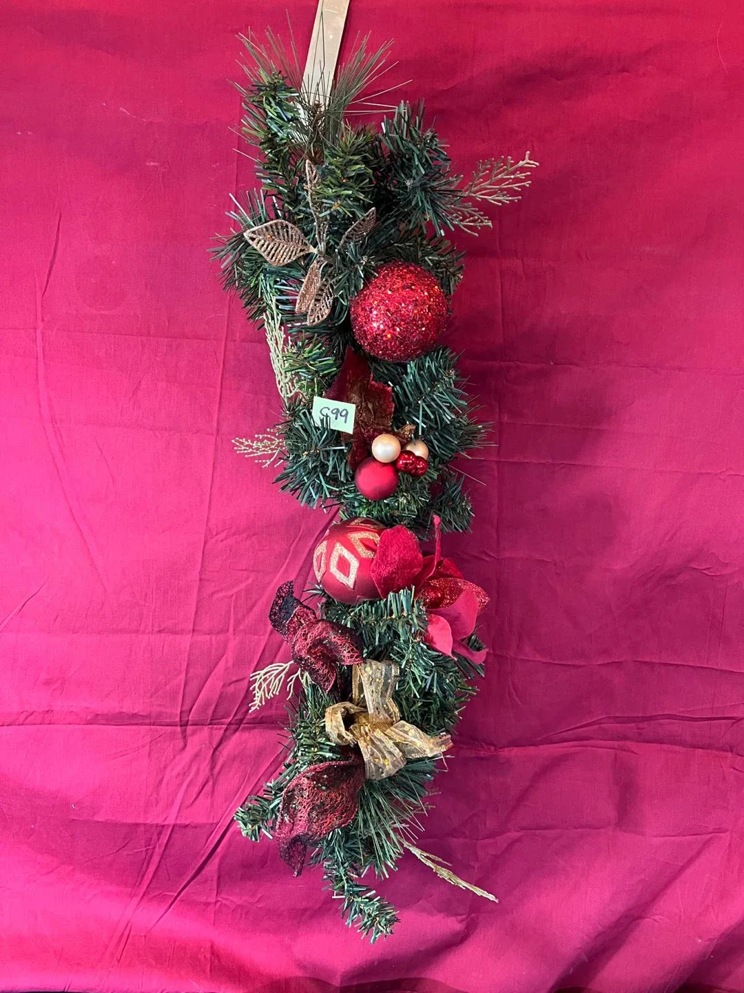 Christmas Garland with Red and Gold Ornaments