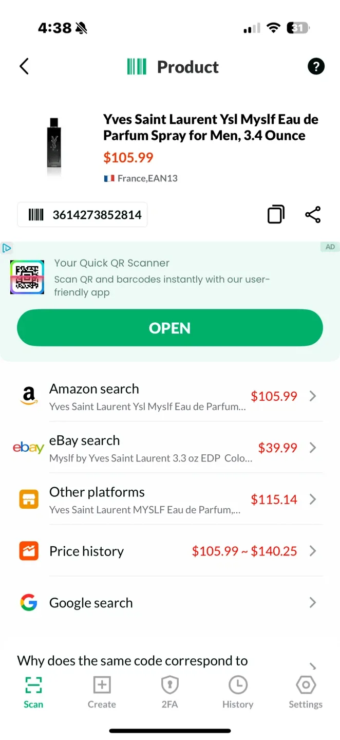 New Yves Saint Laurent YSL MYSLF Eau de Parfum 3.4 oz image indicator(4)