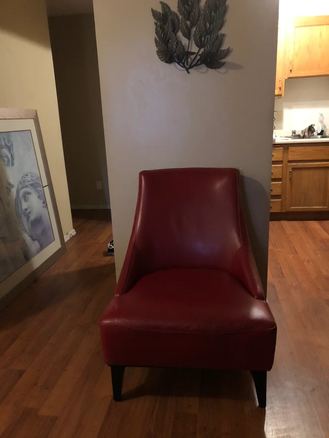 Red Leather Accent Chair rarely used