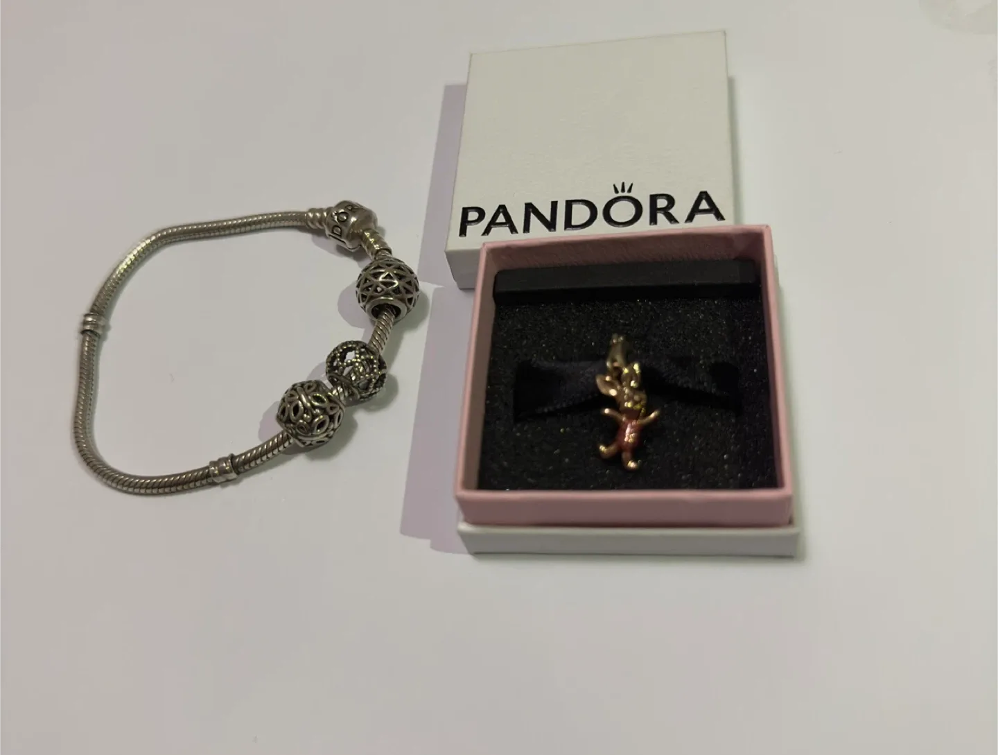 Pandora Piglet Charm & Bracelet with Box