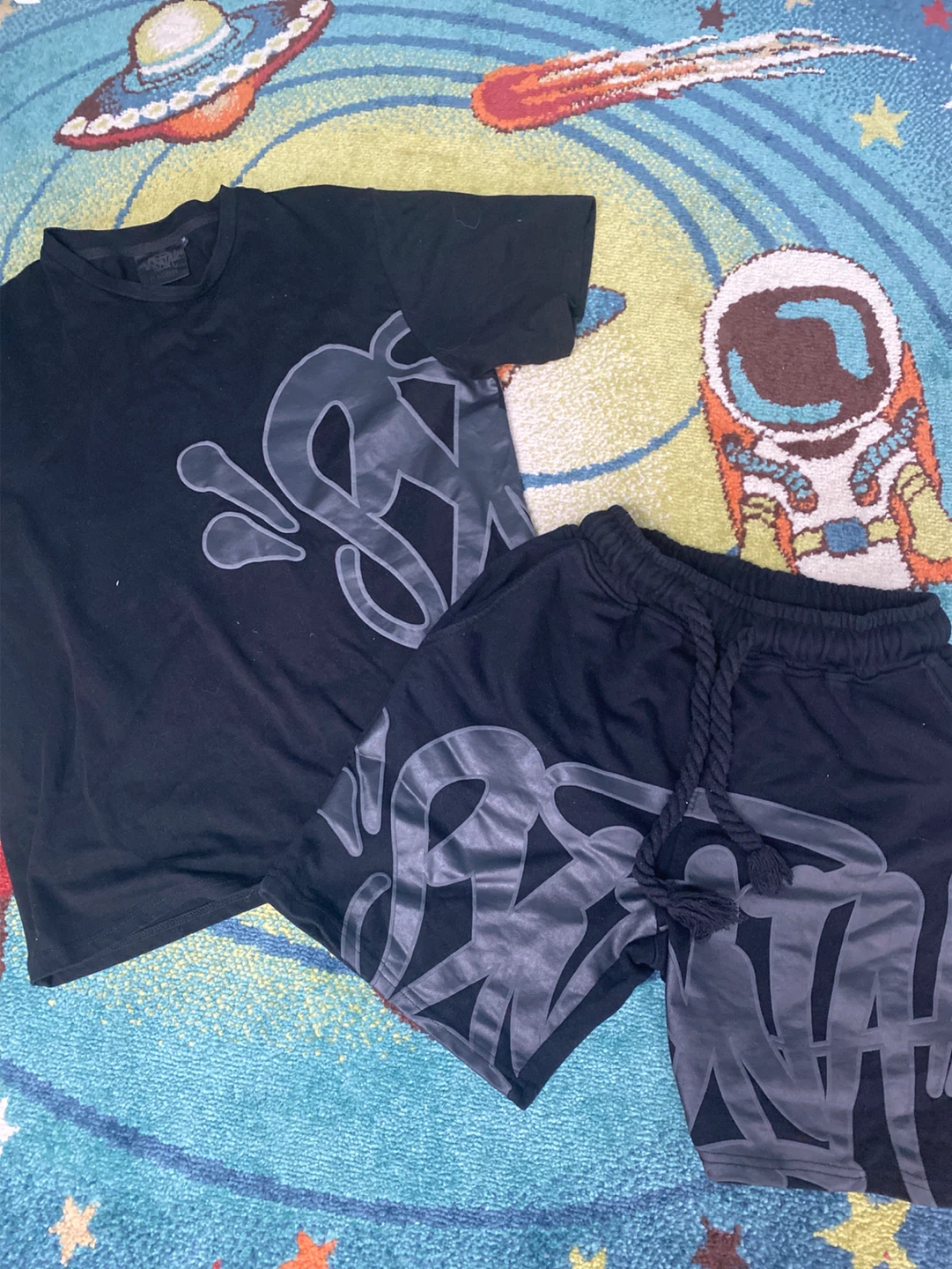 Syna Black T-Shirt & Shorts Set - Size M