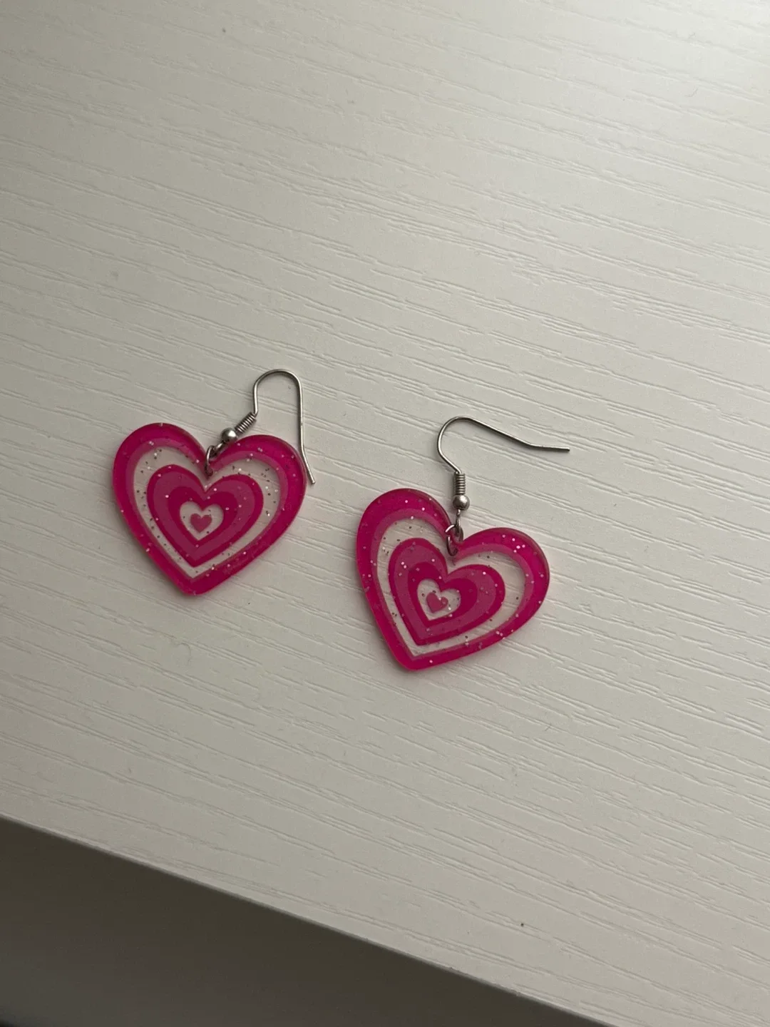 Pink Heart Dangle Earrings