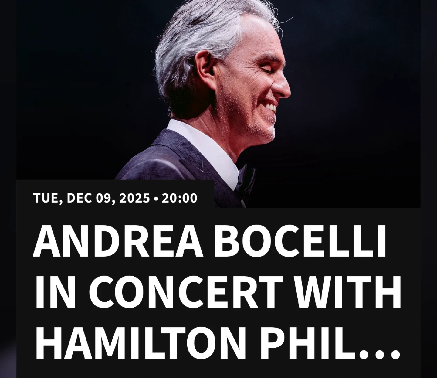Andrea Bocelli Concert Ticket - Dec 09, 2025
