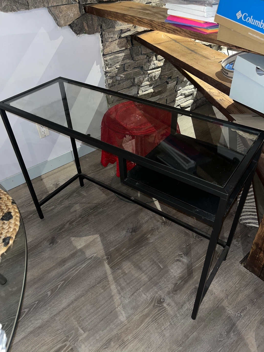 Black Metal & Glass Desk