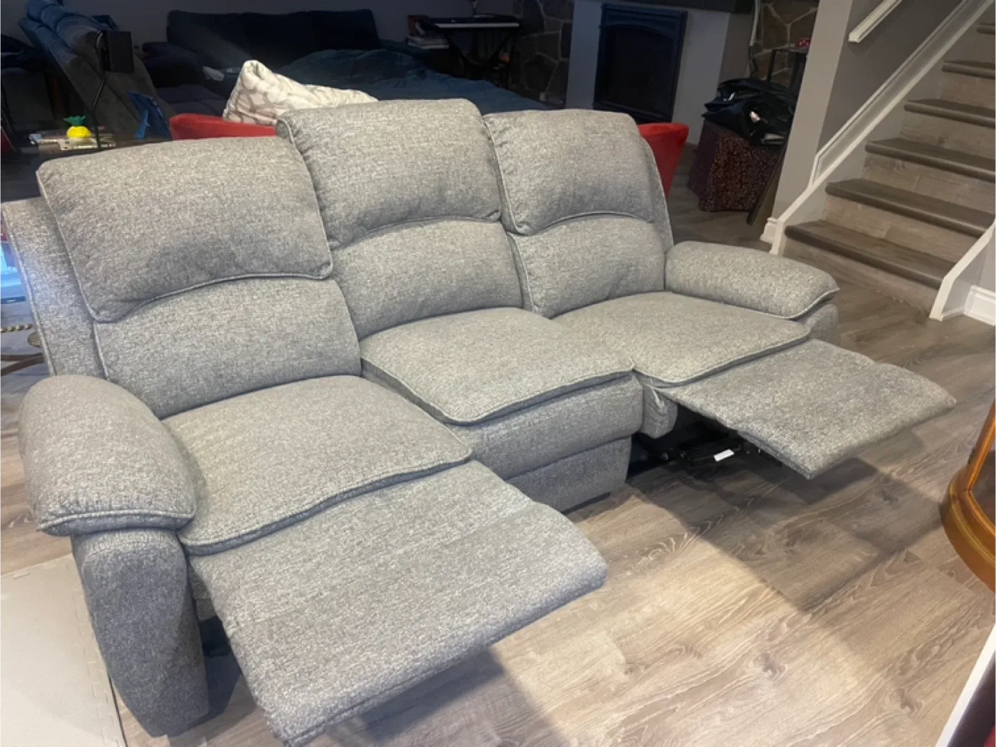 Grey Fabric Reclining Sofa image indicator(4)