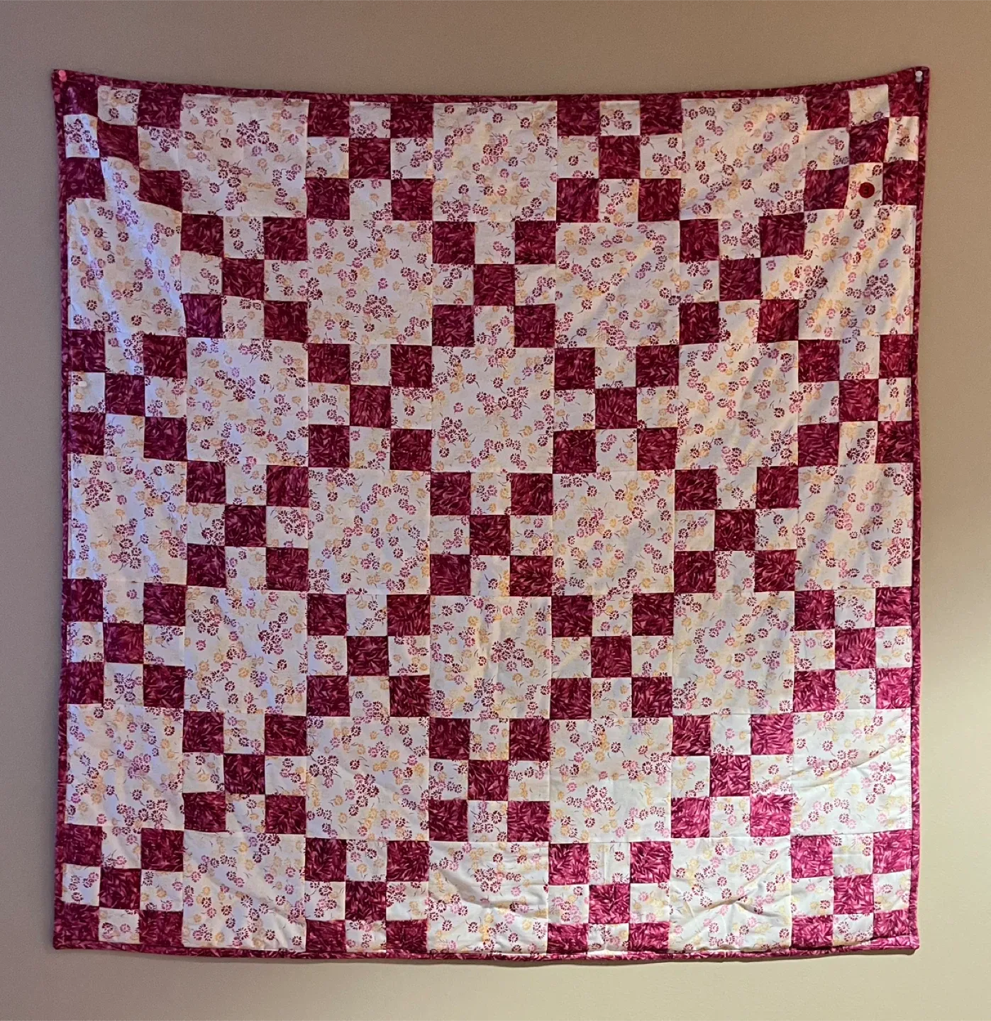 #Cleanout- Handmade Quilt - Floral & Checkered Pattern