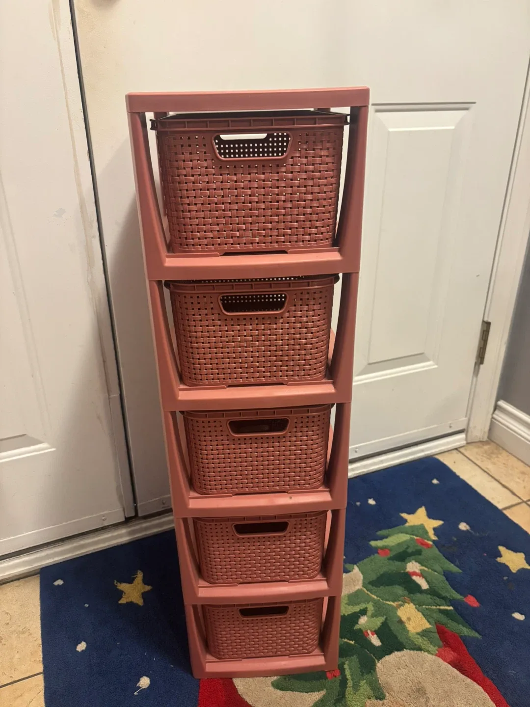 Pink five drawer storage unit
